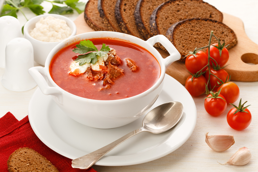 Ukrainian and russian national red borsch with herbs & spice